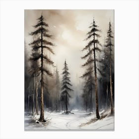 Winter Pine Forest Christmas Painting (5) Canvas Print