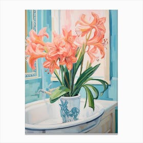 A Vase With Amaryllis, Flower Bouquet 3 Canvas Print