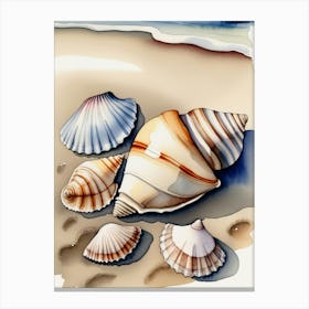 Seashells on the beach, watercolor painting 28 Canvas Print
