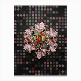 Vintage Plum Leaved Thorn Floral Wreath on Dot Bokeh Pattern n.0298 Canvas Print