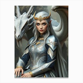 Elven Girl With Dragon Canvas Print