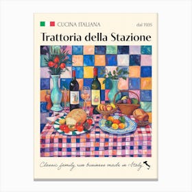 Trattoria Della Stazione Trattoria Italian Poster Food Kitchen Canvas Print