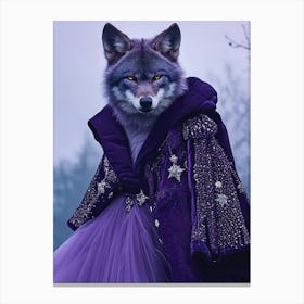 witch wolf with purple skarkle clothes Canvas Print