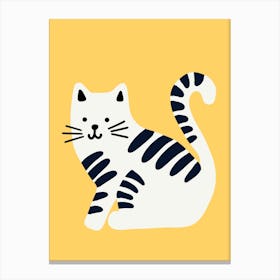 Cat On Yellow Background Canvas Print