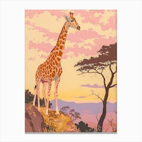 Lilac Giraffe Watercolour Style Illustration 5 Canvas Print