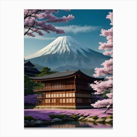 Mt Fuji Cherry Blossoms Mount Fuji Japan 3 Canvas Print