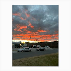 Sunset Over A Parking Lot Canvas Print