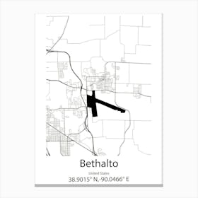 Bethalto,United States Minimalist Map Canvas Print