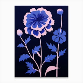 Blue Flower Illustration Carnation 1 Canvas Print