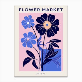 Blue Flower Market Poster Asters 2 Canvas Print