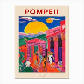 Pompeii Italia Travel Poster Canvas Print