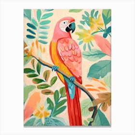 Pink Scandi Macaw 1 Canvas Print