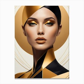 Geometric Woman Portrait Luxury Gold (20) Canvas Print