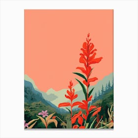 Boho Wildflower Painting Cardinal Flower 2 Canvas Print