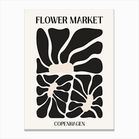 B&W Flower Market Poster Copenhagen Canvas Print