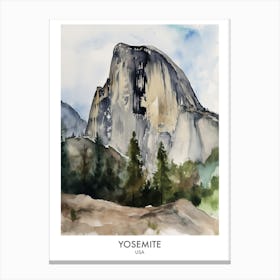 Yosemite 2 Watercolour Travel Poster Canvas Print
