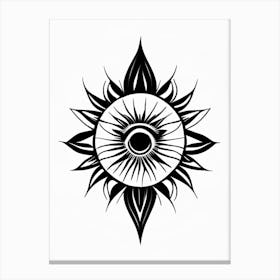 Chakra, Symbol, Third Eye Simple Black & White Illustration 7 Canvas Print