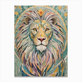 Pastel Mosaic Lion Canvas Print