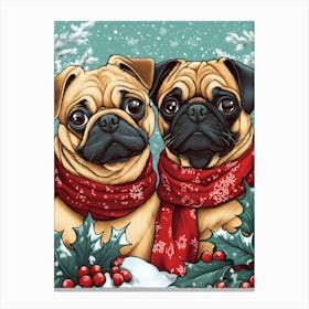 Christmas Pugs 12 Canvas Print