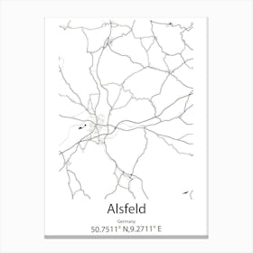 Alsfeld,Germany Minimalist Map Canvas Print