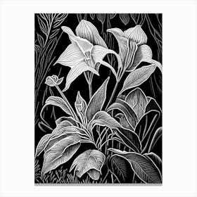 Wild Ginger Wildflower Linocut 2 Canvas Print