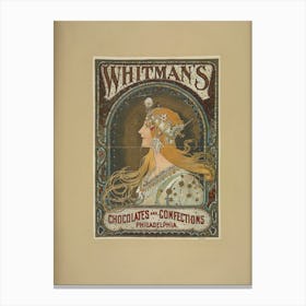 Whitman S Chocolates And Confections, Philadelphia, Alphonse Mucha Canvas Print