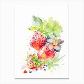Everbearing Strawberries, Plant, Storybook Watercolours 1 Canvas Print