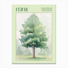 Cedar Tree Atmospheric Watercolour Painting 1 Poster Canvas Print