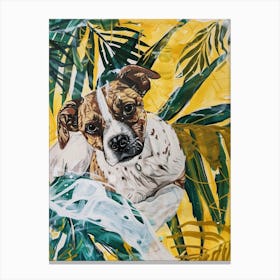 Animal Party: Crumpled Cute Critters with Cocktails and Cigars Dog In The Palms Canvas Print