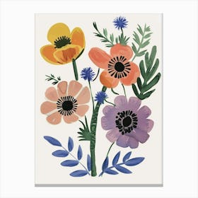 Painted Florals Anemone 2 Canvas Print