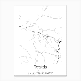 Totutla,Mexico Minimalist Map Stampe su tela