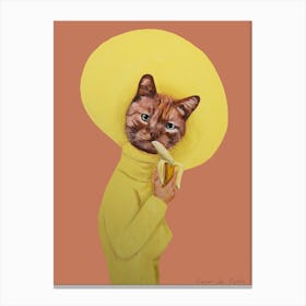 Cat Eating Banana Canvas Print