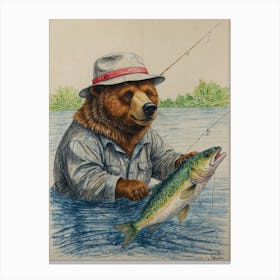 Brown Bear Fishing Canvas Print