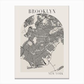 Brooklyn New York Boho Minimal Arch Full Beige Color Street Map 1 Canvas Print