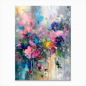 Abstract Flowers Colourful Art Print Canvas Print