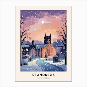 Winter Night  Travel Poster St Andrews United Kingdom 3 Canvas Print