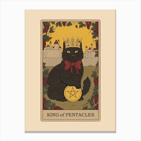 King Of Pentacles   Cats Tarot Canvas Print