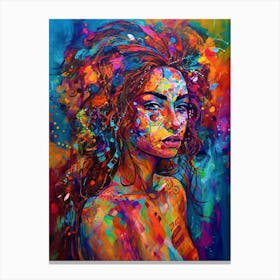 Gazing Girl - Botanical Colors Portrait Canvas Print