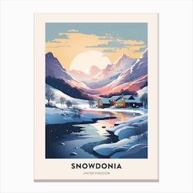 Winter Night  Travel Poster Snowdonia National Park 1 Canvas Print