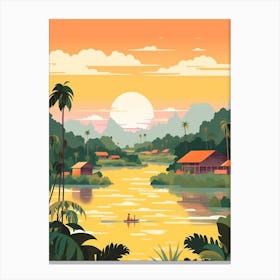 Laos Travel Illustration Canvas Print