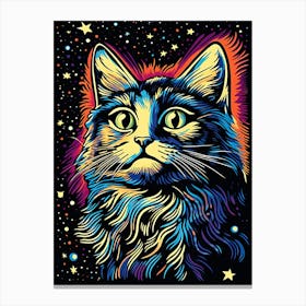 Celestial Purrsuit, Psychedelic Cats series Canvas Print