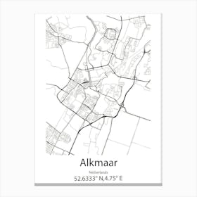 Alkmaar,Netherlands Minimalist Map Canvas Print