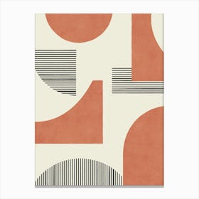 Line Art Geometric Abstract Pattern - Warm Orange Canvas Print