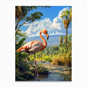 Greater Flamingo East Africa Kenya Tropical Illustration 3 Canvas Print
