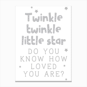 Twinkle Little Star Grey Canvas Print