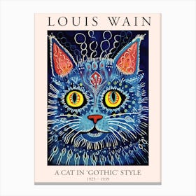 Louis Wain, A Cat In Gothic Style, Blue Cat Poster 4 Canvas Print