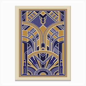 Art Deco Pattern 2 Blue and Gold Canvas Print