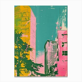 Roppongi Hills In Tokyo Duotone Silkscreen 2 Canvas Print