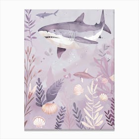 Purple Greenland Shark Illustration 3 Canvas Print