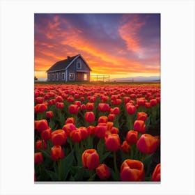 Sunset Over Tulips 2 Canvas Print